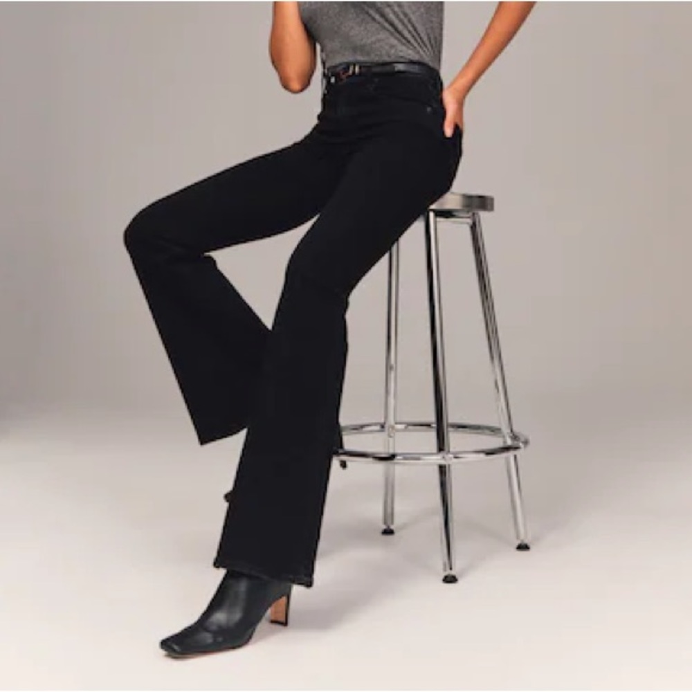 Abercrombie & Fitch Harper Low Rise Skinny Boot Black Jeans | 6 short